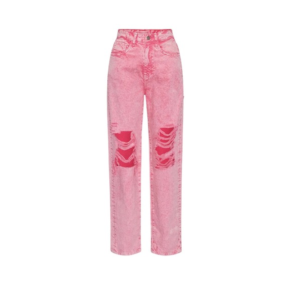 Retrofete Denim - RETROFETE Chris Jean Vintage Pink Acid Wash Distressed Cotton Zip 24 NEW